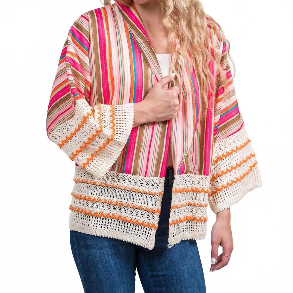 NEW TRISHA TYLER crochet detail jacket in multi